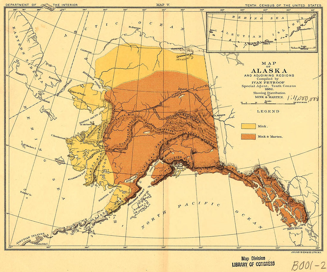 This old map of Map of Alaska and Adjoining Regions from 1882 was created by Ivan Petroff, United States. Department of the Interior in 1882