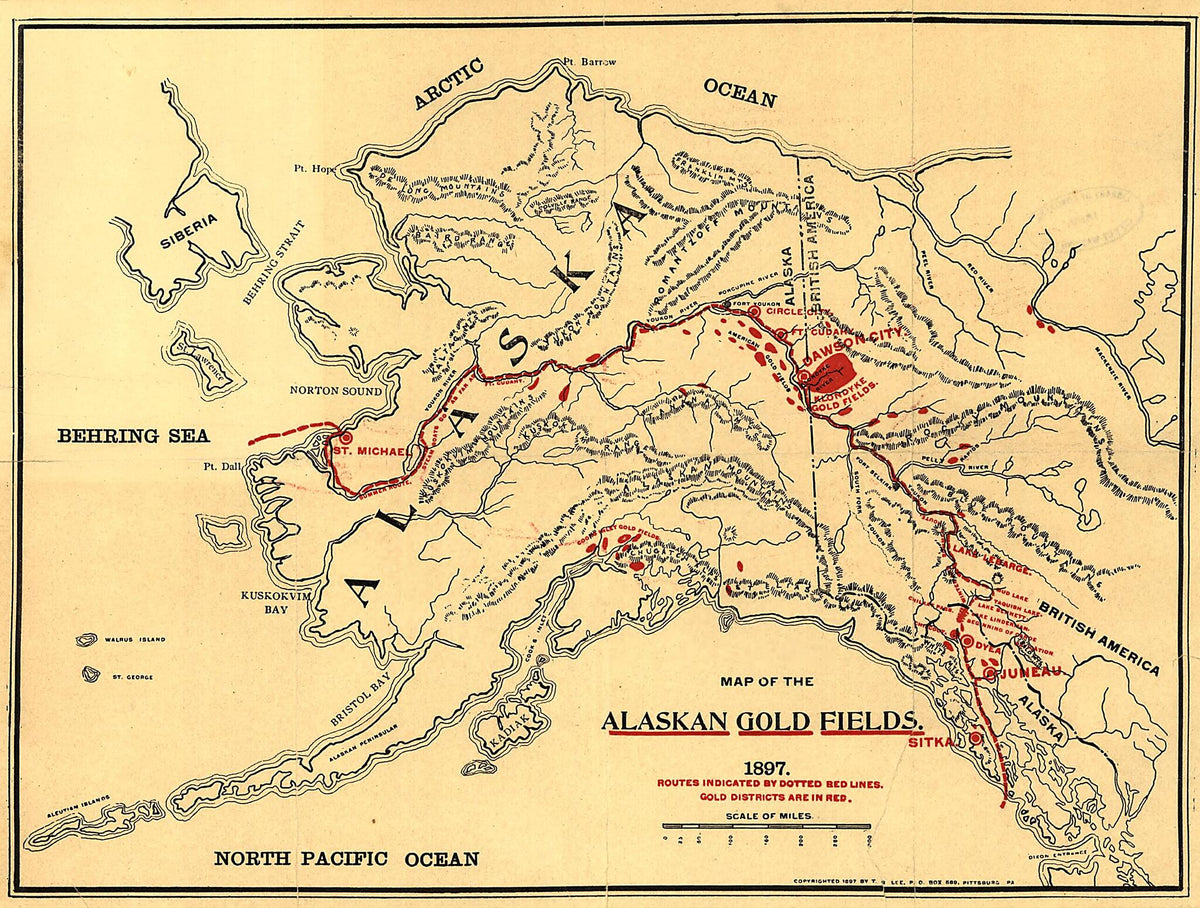 Map of the Alaskan Gold Fields 1897 by Relic Map Company