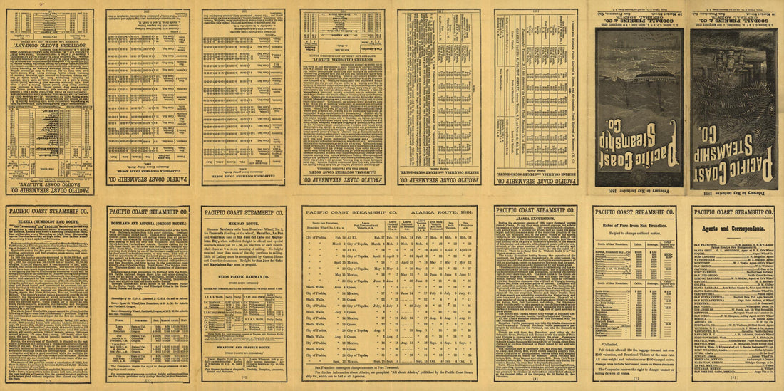 This old map of Map Showing Routes of the Pacific Coast Steamship Company from 1891 was created by Pacific Coast Steamship Company, Rand McNally and Company in 1891