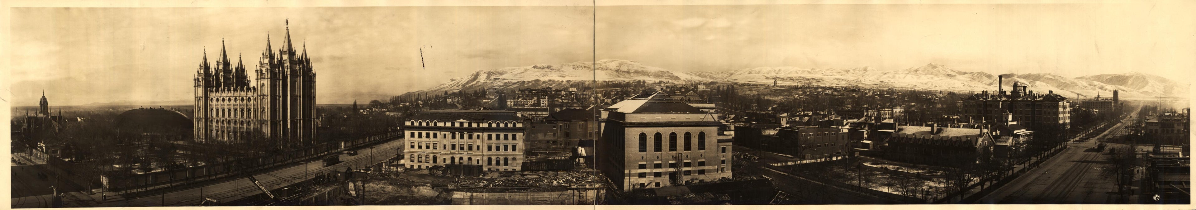 Mormon Temple Salt Lake City in 1910 by Relic Map Company