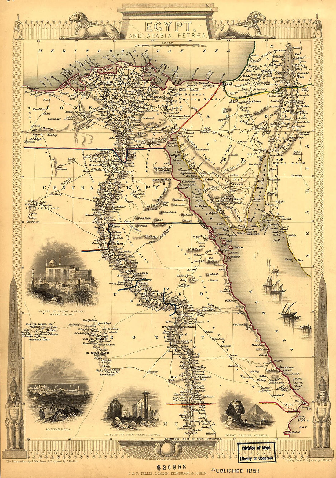 This old map of Egypt and Arabia Petræa from 1800 was created by John Tallis & Company, J. Rapkin in 1800