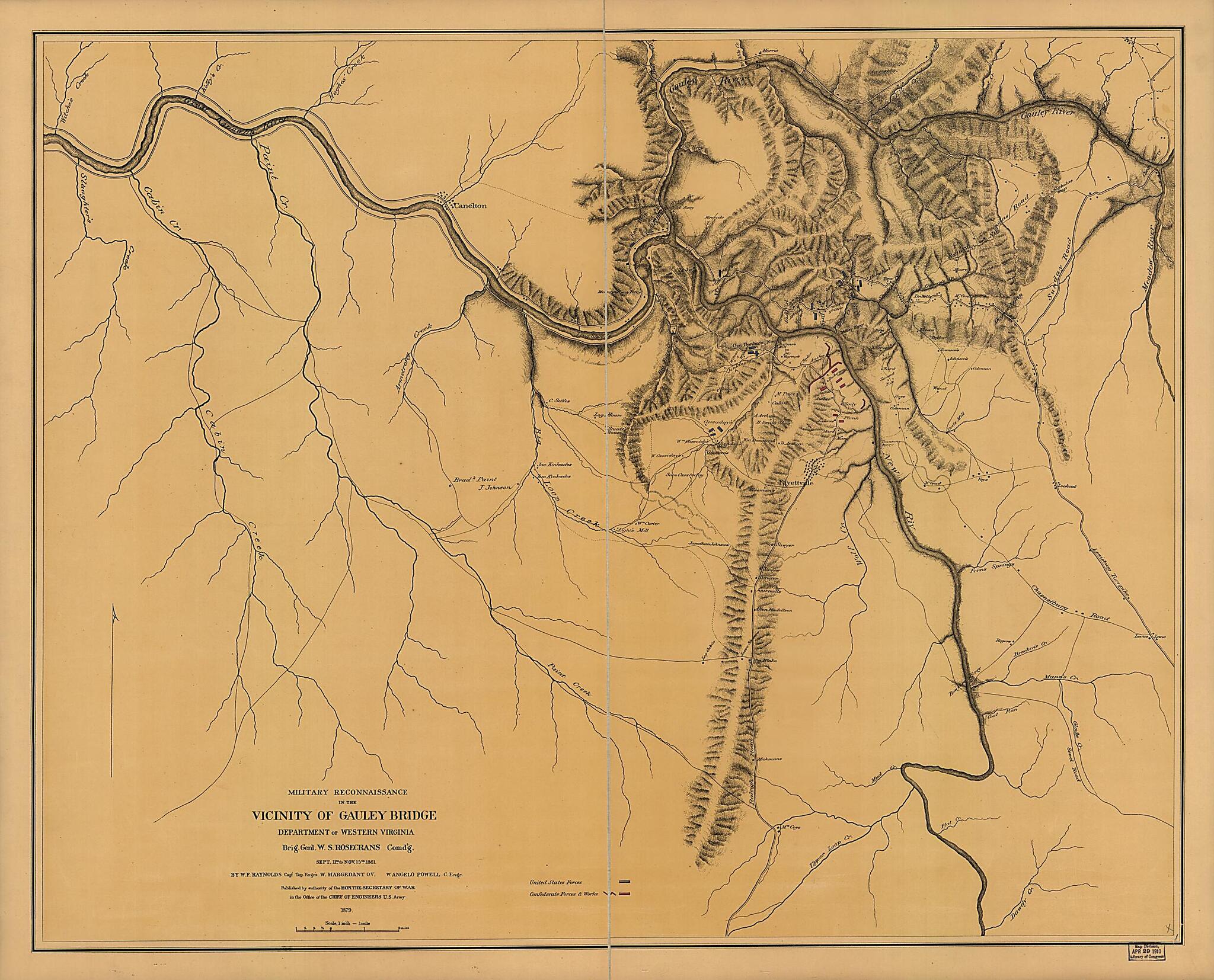 This old map of Military Reconnaissance In the Vicinity of Gauley Bridge, Department of Western Virginia, Brig. Genl. W. S. Rosecrans, Comd&