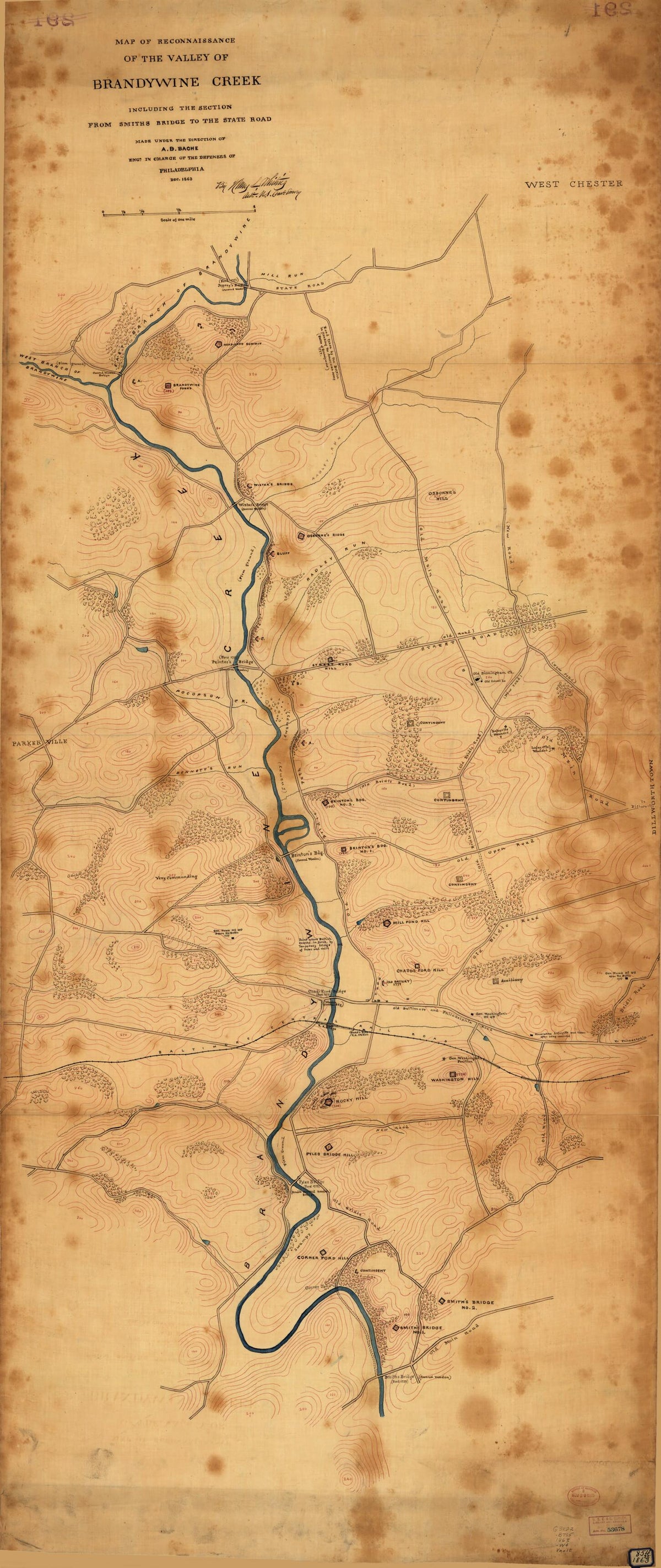 Map of Reconnaissance of the Valley of Brandywine Creek : Including the Section From Smiths Bridge to the State Road in 1863 by Relic Map Company