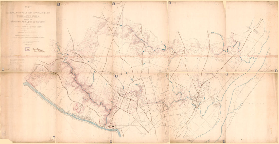This old map of Map of a Reconnaissance of the Approaches to Philadelphia Showing the Positions and Lines of Defence On the North Front of the City from 1863 was created by A. D. (Alexander Dallas) Bache, George Davidson, A. R. Fauntleroy, United States