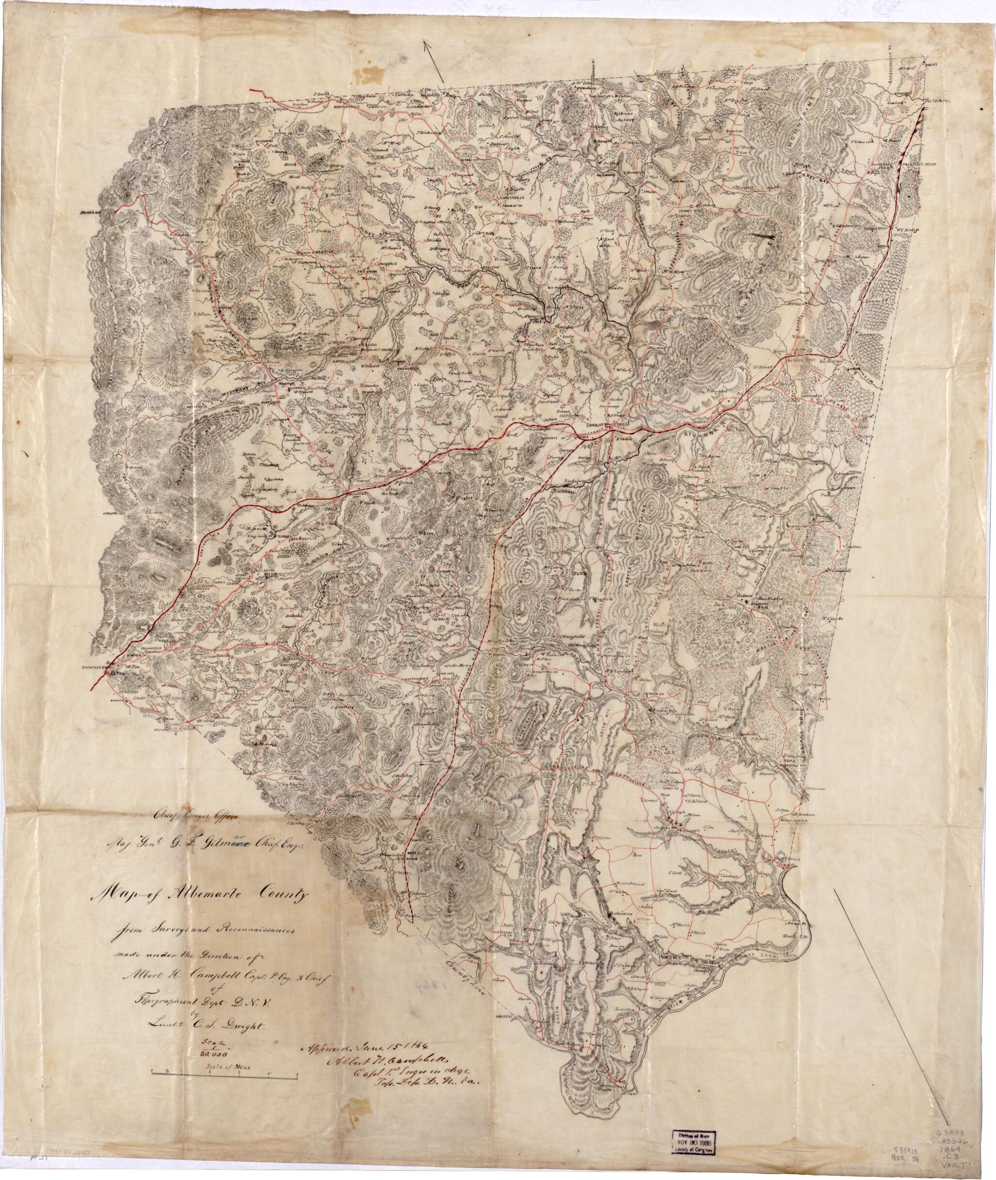 This old map of Map of Albemarle County from 1864 was created by C. S. Dwight in 1864