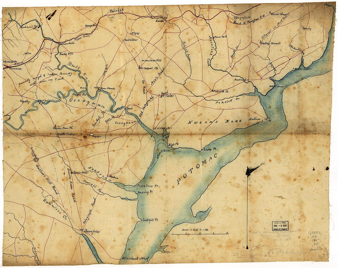 This old map of Map of Part of Fairfax and Prince William Counties, Virginia from 1860 was created by in 1860