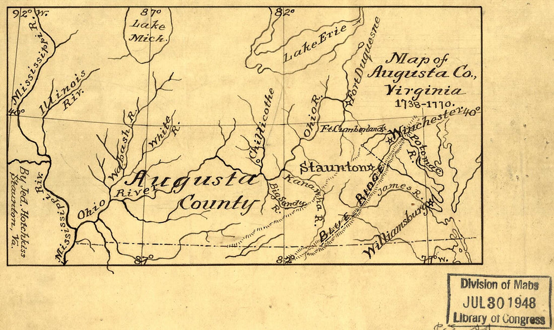 This old map of 1770 from 1886 was created by Jedediah Hotchkiss in 1886