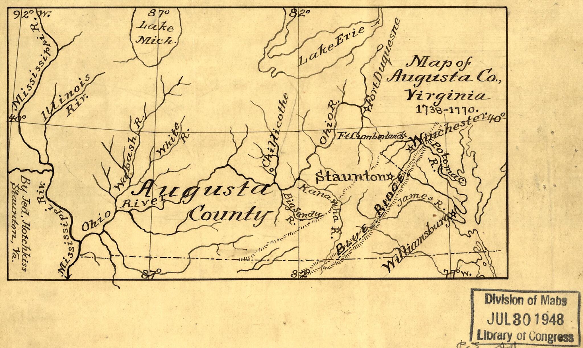 This old map of 1770 from 1886 was created by Jedediah Hotchkiss in 1886