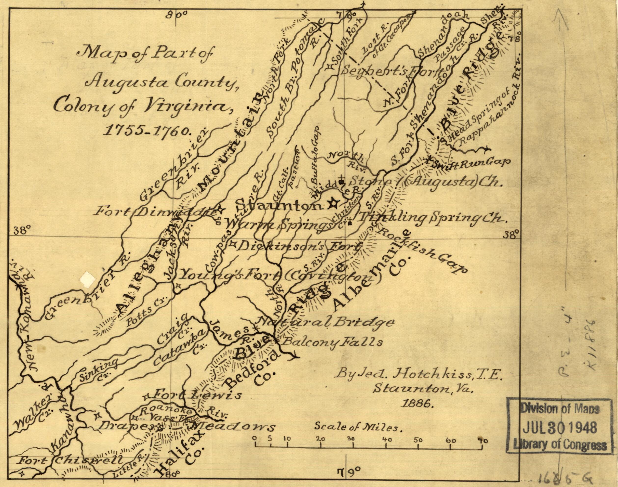 This old map of 1760 from 1886 was created by Jedediah Hotchkiss in 1886