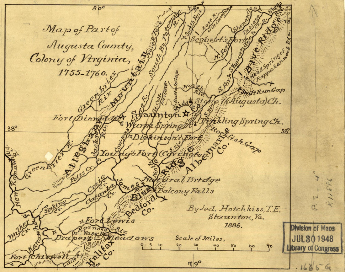 This old map of 1760 from 1886 was created by Jedediah Hotchkiss in 1886