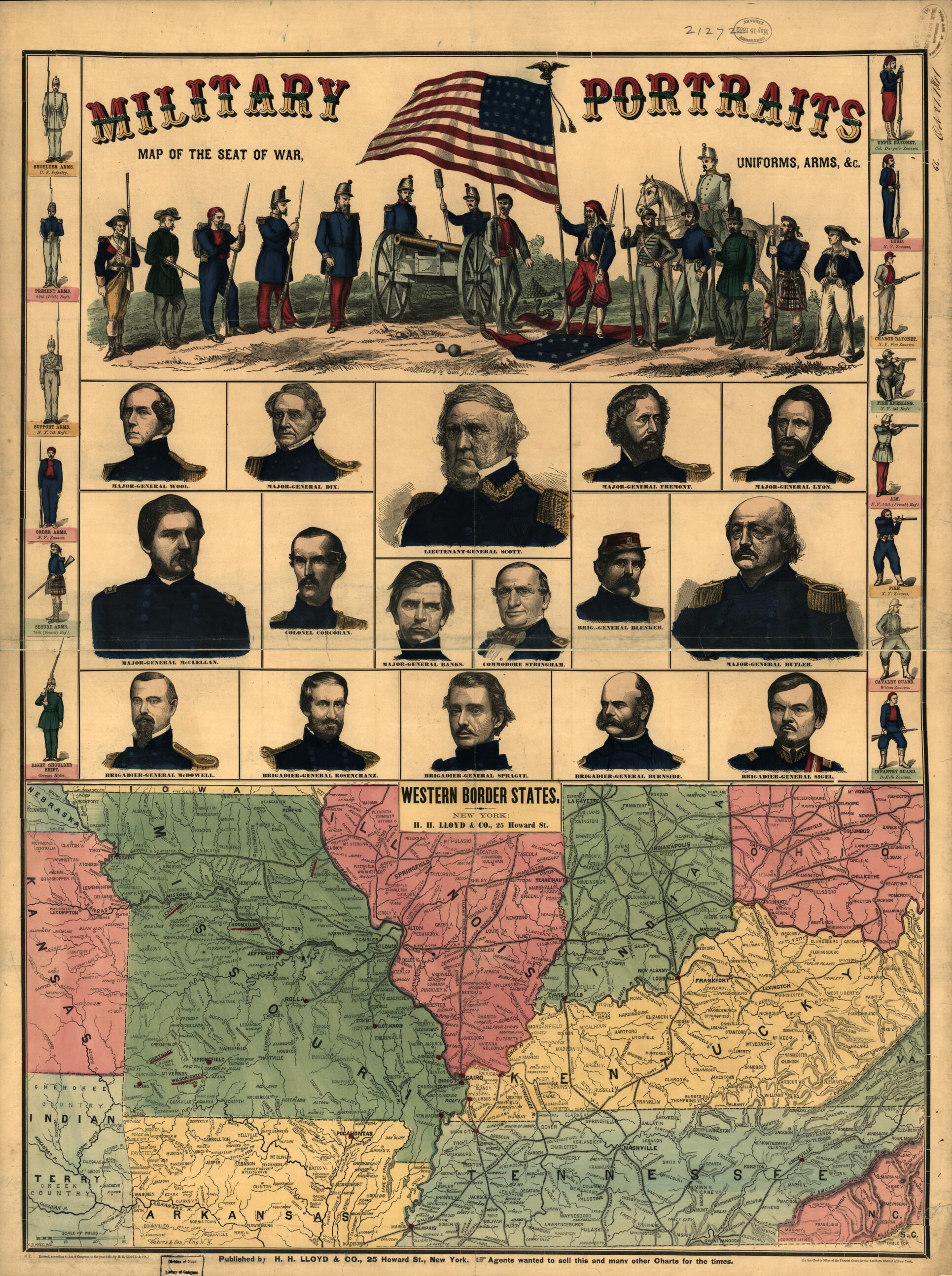 This old map of Western Border States from 1861 was created by Edward S. Hall in 1861