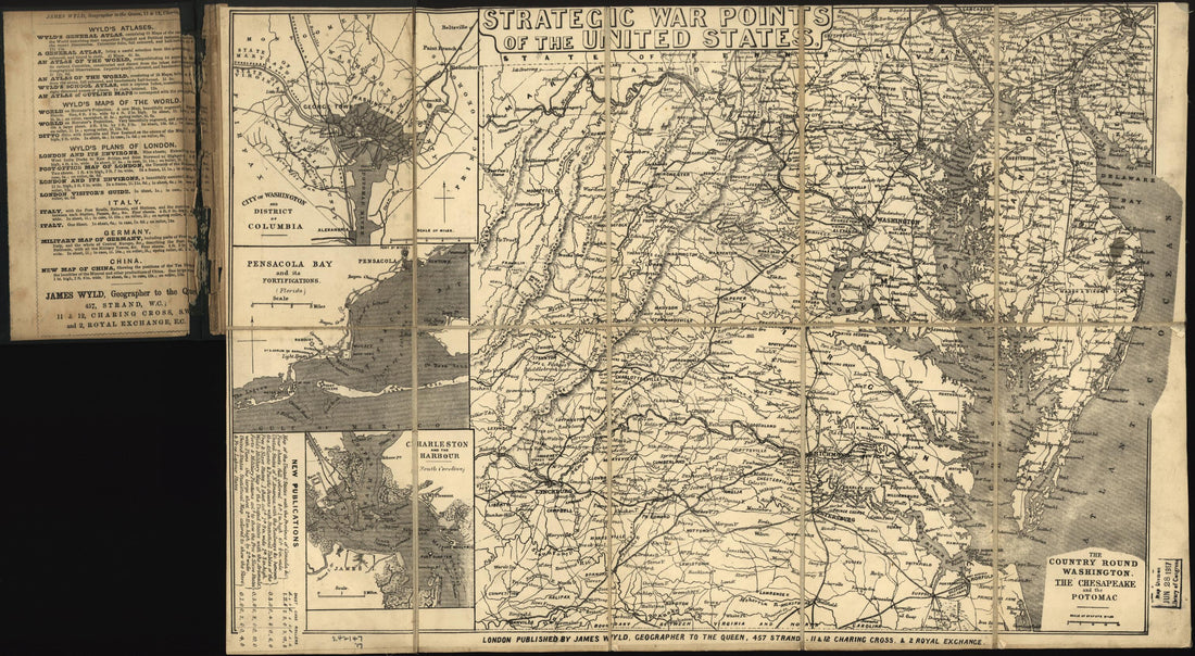 This old map of Strategic War Points of the United States from 1861 was created by H. H. Horton, James Wyld in 1861