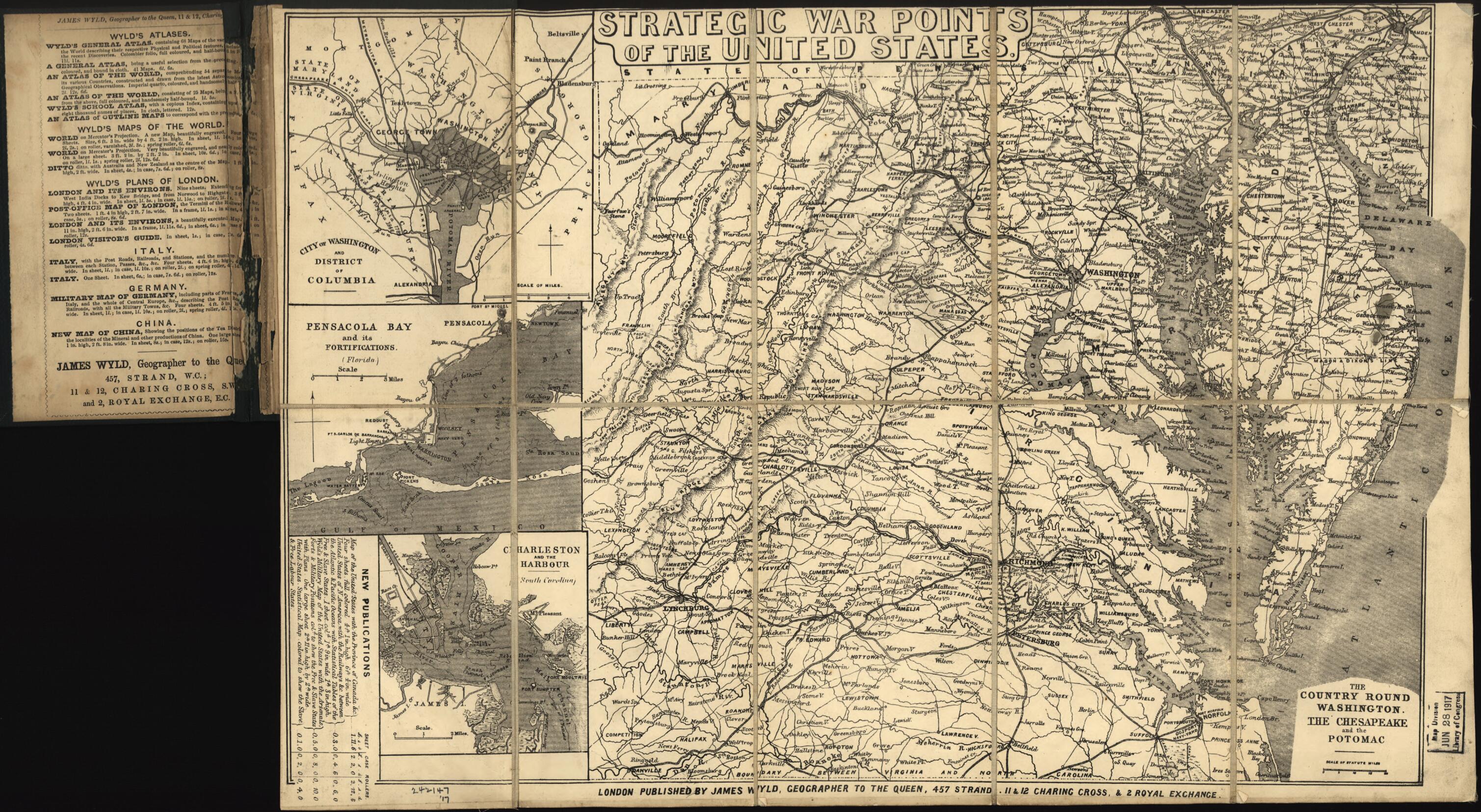 This old map of Strategic War Points of the United States from 1861 was created by H. H. Horton, James Wyld in 1861
