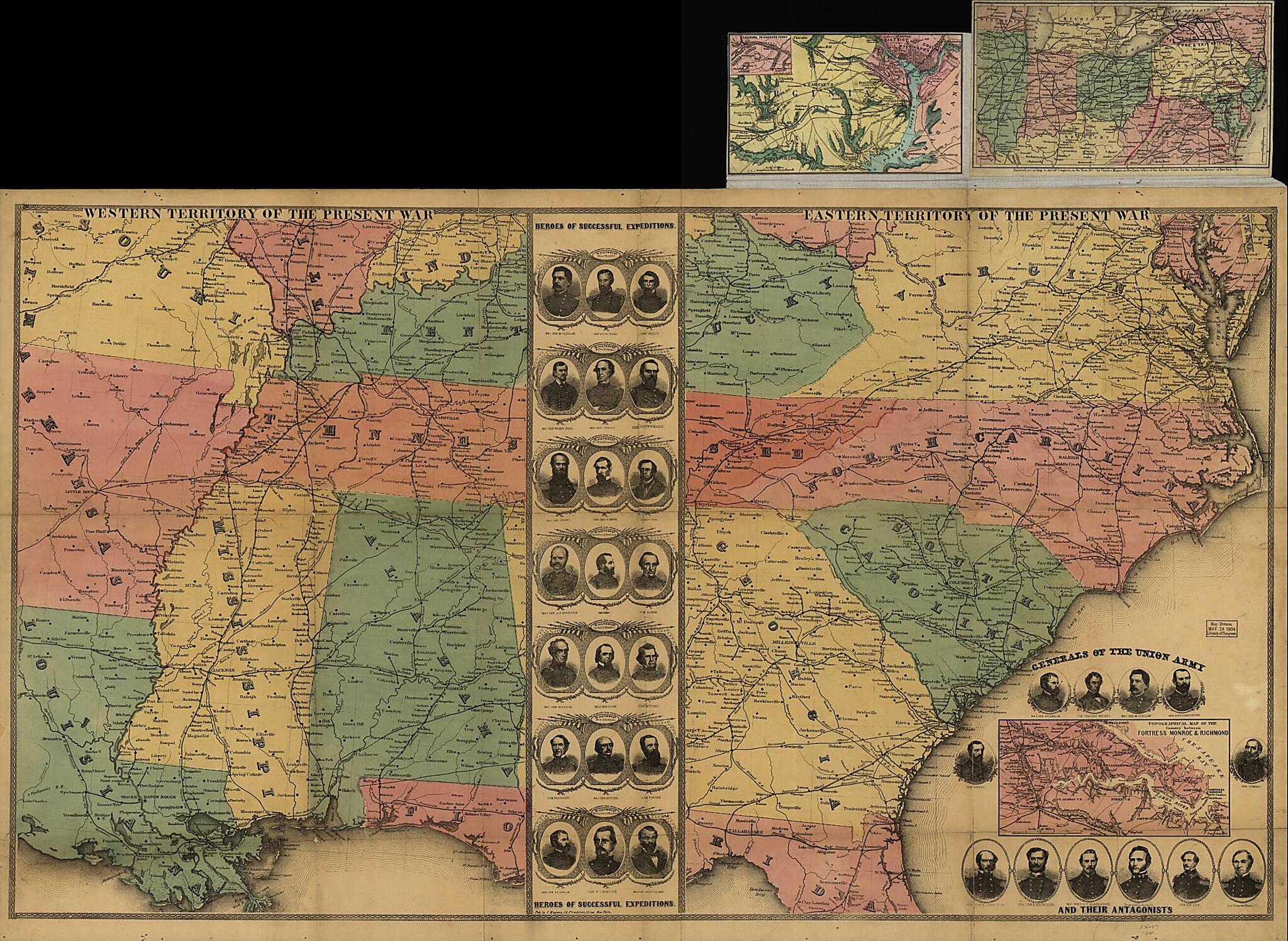 This old map of Western Territory of the Present War. Eastern Territory of the Present War from 1862 was created by Charles Magnus in 1862