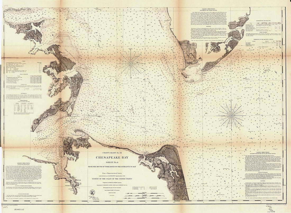 This old map of Chesapeake Bay. Sheet 6, from the Mouth of York River to the Entrance to Bay from 1863 was created by United States Coast Survey in 1863