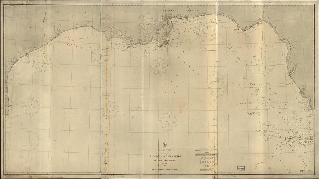 This old map of Gulf Coast of the United States; Key West to Rio Grande from 1863 was created by United States Coast Survey in 1863