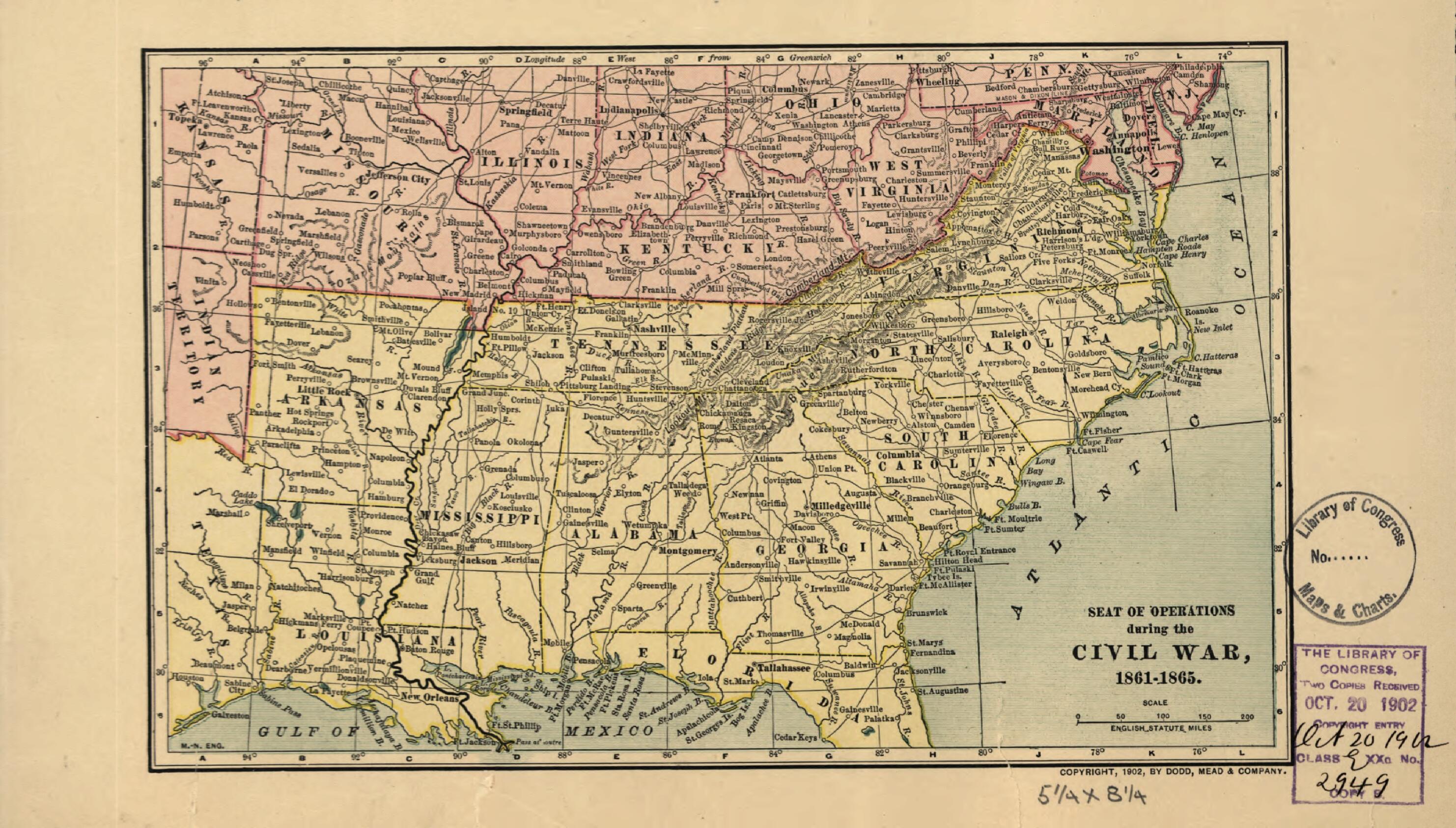 This old map of 1865 from 1902 was created by Mead & Company Dodd in 1902