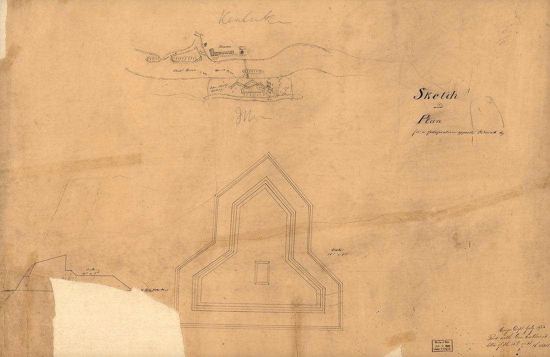 This old map of Sketch and Plan for a Fortification Opposite Paducah, Ky from 1864 was created by in 1864