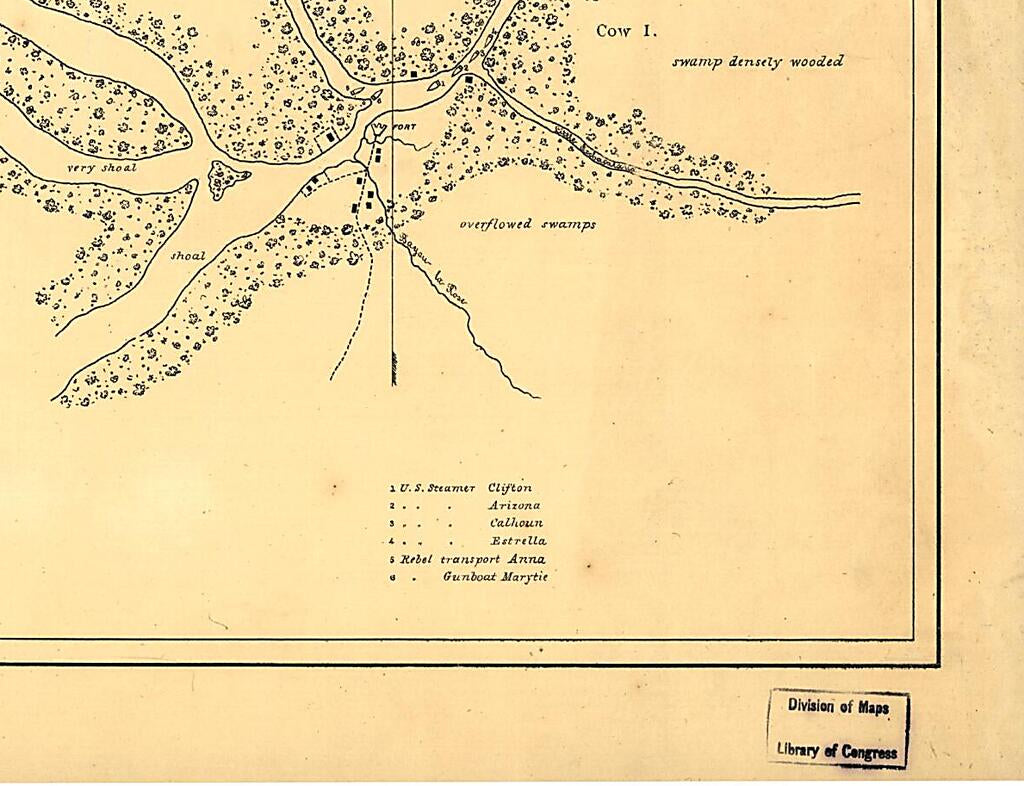This old map of Approaches to Fort Butte La Rose, Louisiana from 1863 was created by J. G. Oltmanns,  United States Coast Survey in 1863