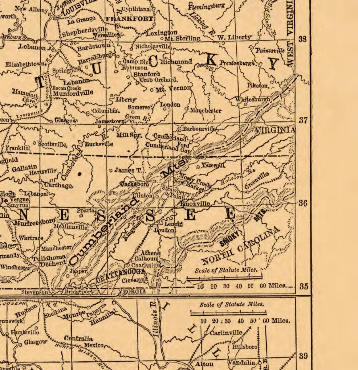 This old map of 65 from 1882 was created by William R. Plum in 1882