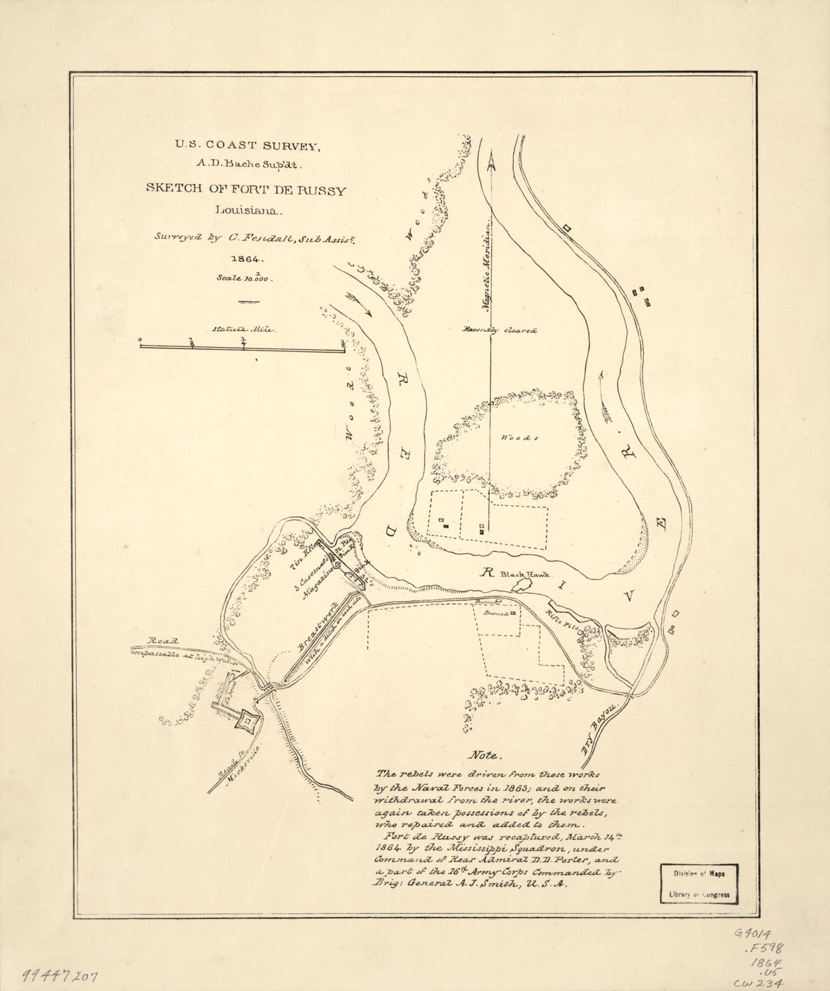 Sketch of Fort De Russy, Louisiana 1864 by Relic Map Company