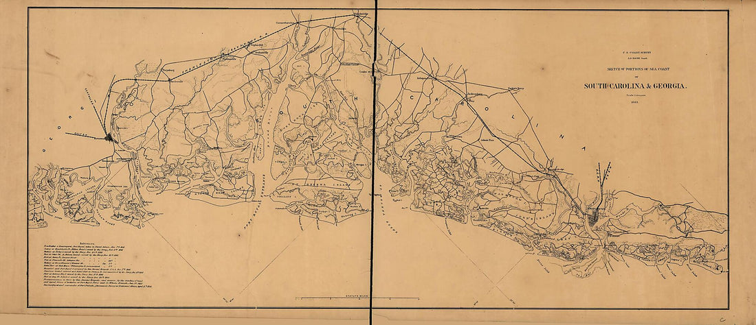 This old map of Sketch of Portions of Seacoast of South Carolina & Georgia from 1863 was created by A. Lindenkohl in 1863