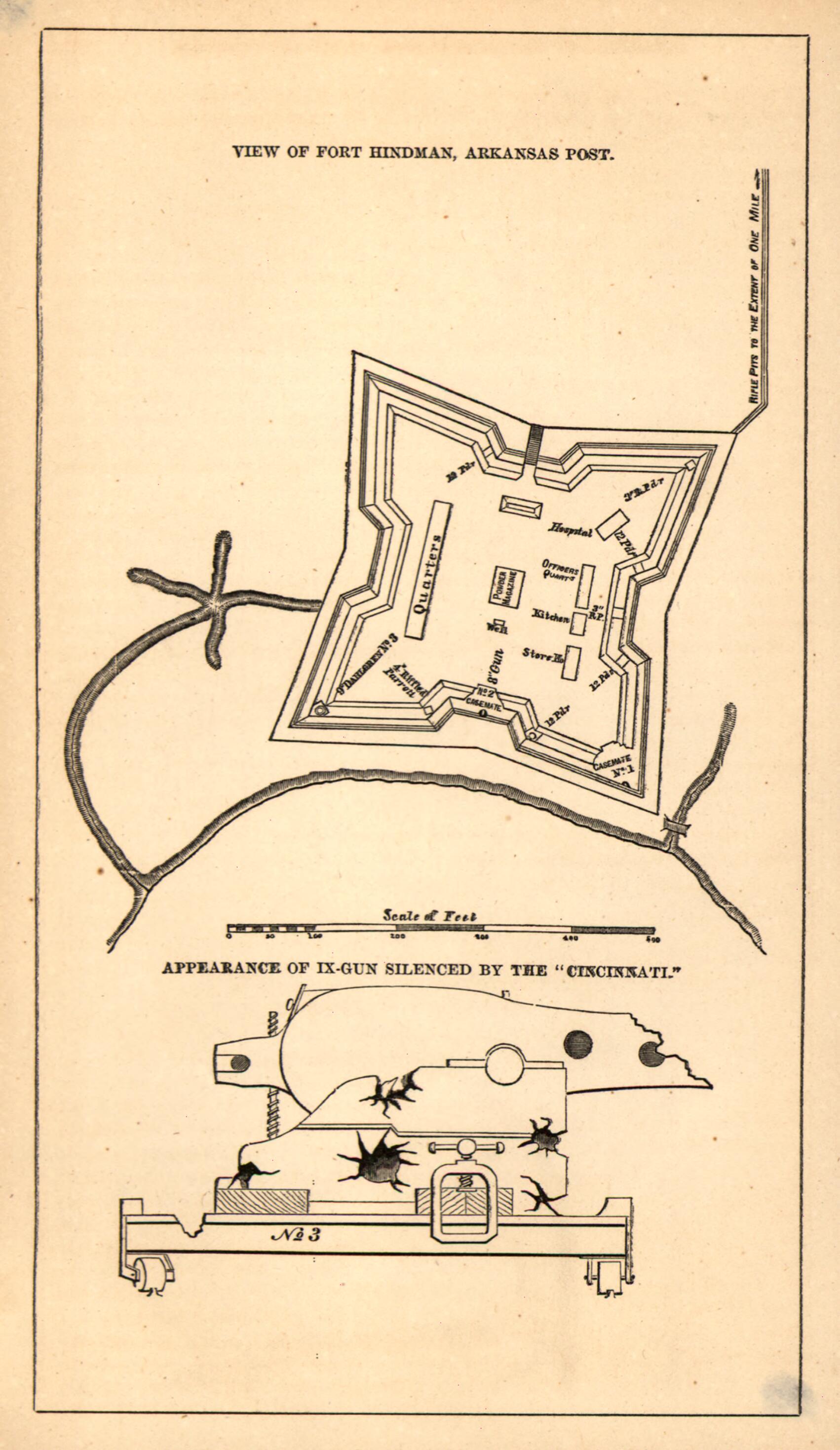 This old map of View of Fort Hindman, Arkansas Post. January 11, from 1863 was created by United States. Navy in 1863