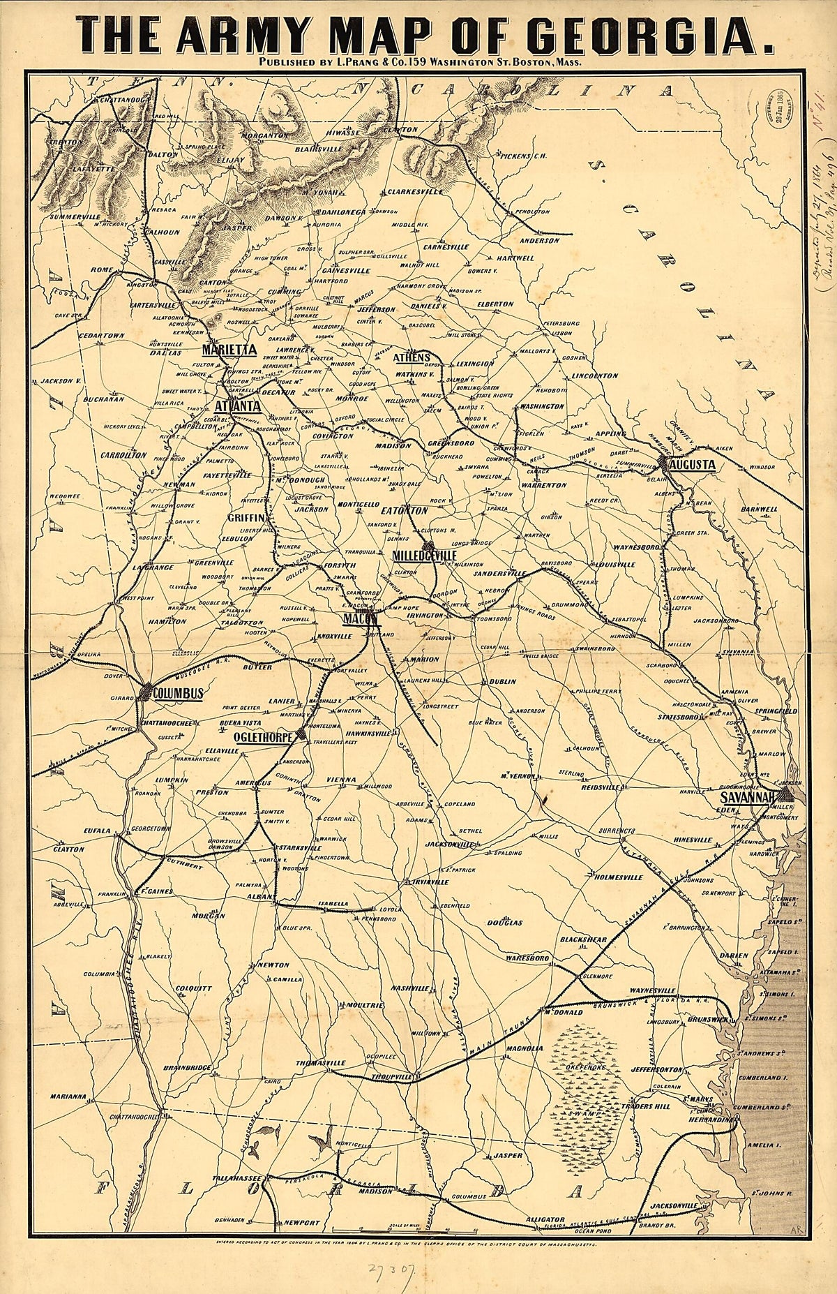 The Army Map of Georgia 1864 by Relic Map Company