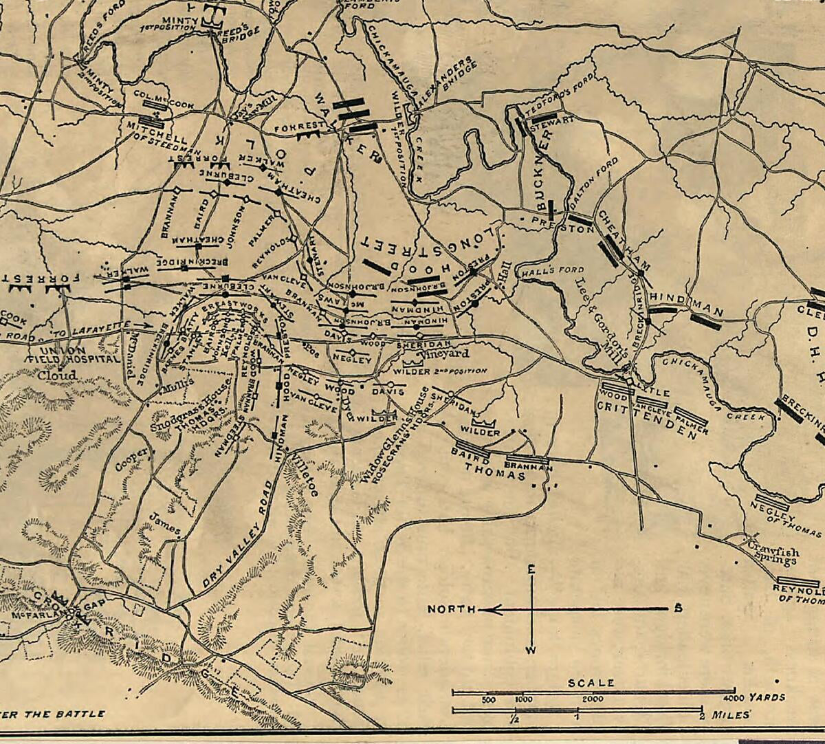 This old map of Field of Chickamauga. Sept 18-20, 1863 from 1887 was created by Jacob Wells in 1887