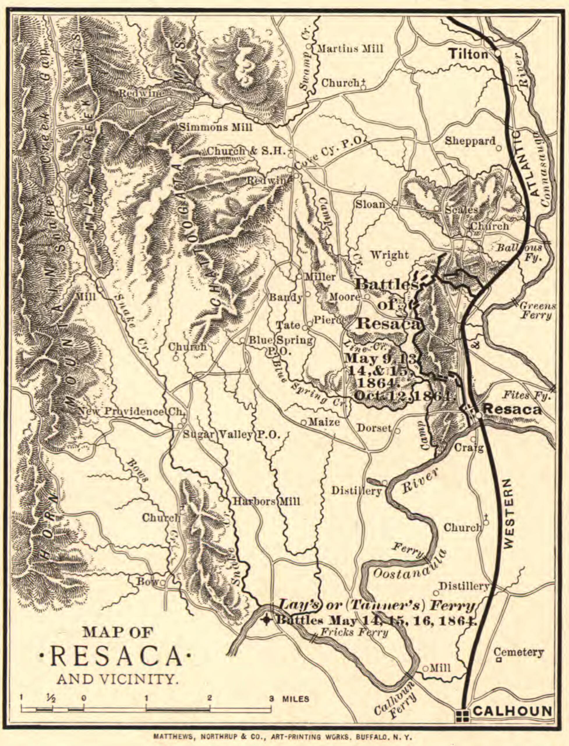 This old map of Map of Resaca and Vicinity. from 1864 was created by Western and Atlantic Railroad Company in 1864