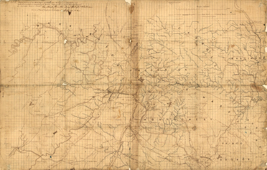 This old map of Part of Map of Portions of the Mility. Dep&