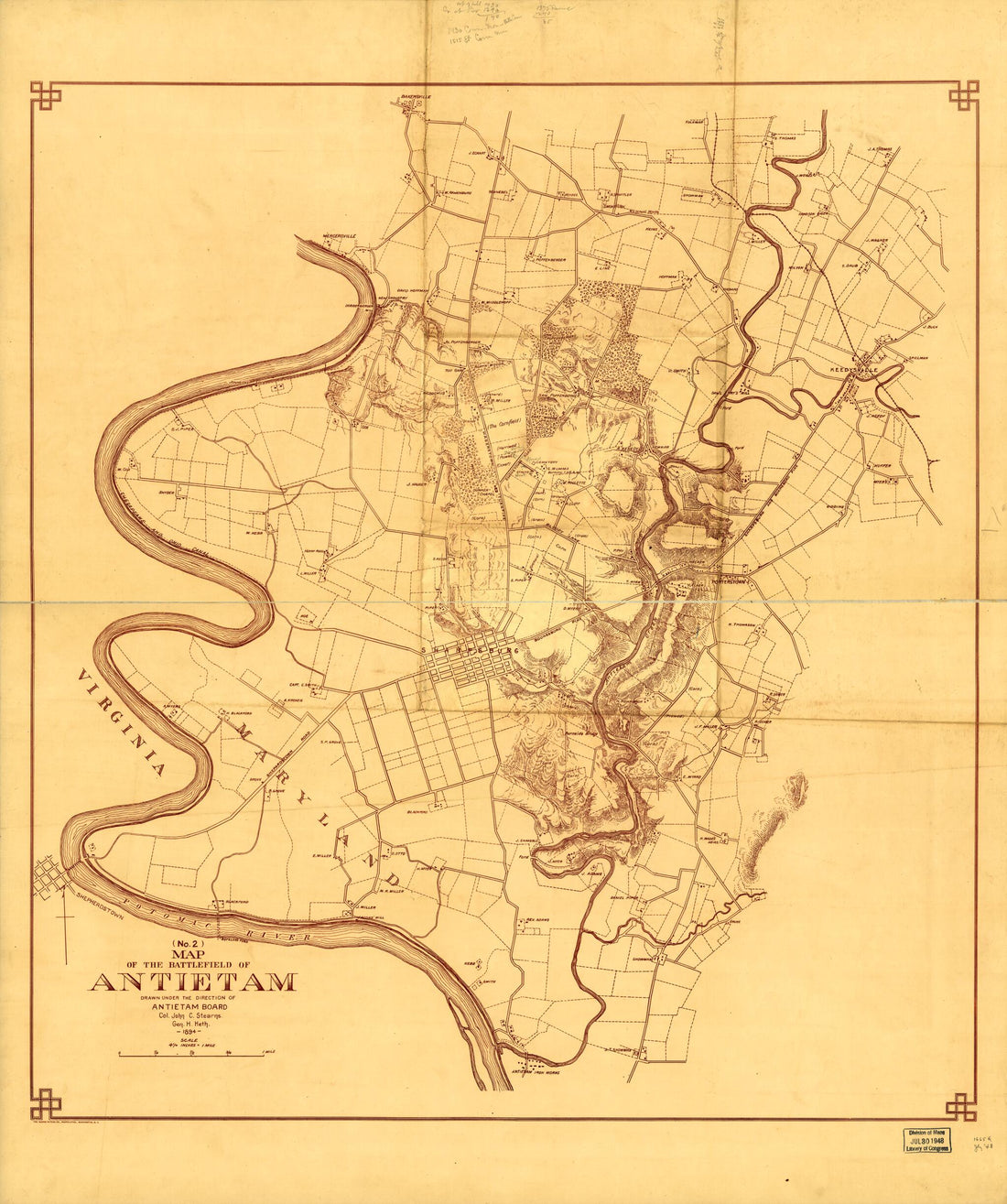 This old map of (No. 2) Map of the Battlefield of Antietam from 1894 was created by Antietam Battlefield Board in 1894