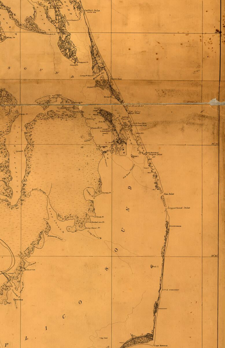 This old map of Coast of North Carolina & Virginia from 1863 was created by A. Lindenkohl in 1863