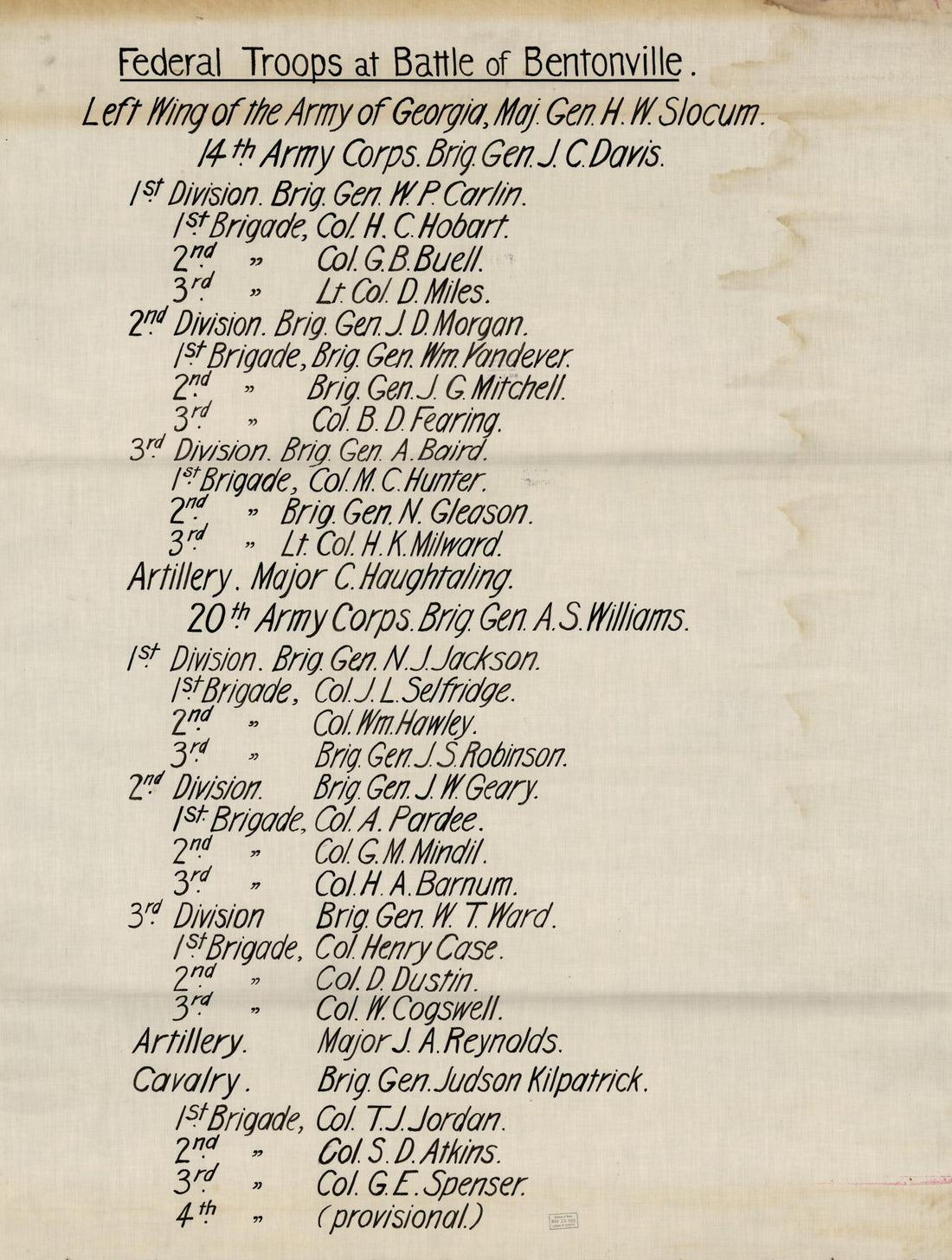 This old map of Battle of Bentonville, March 19, from 1865 was created by in 1865