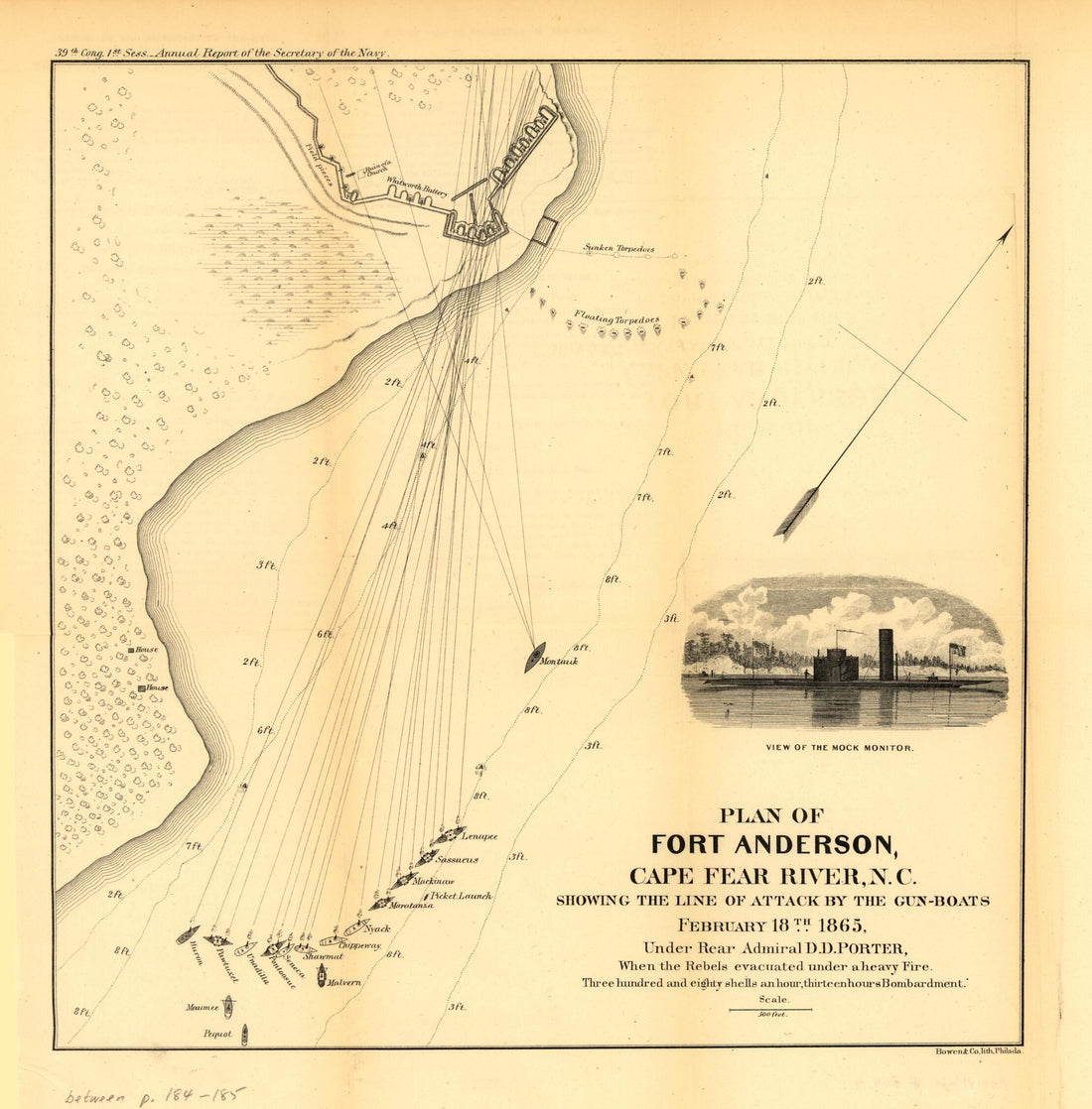 This old map of Boats February 18th from 1865 was created by United States. Navy in 1865