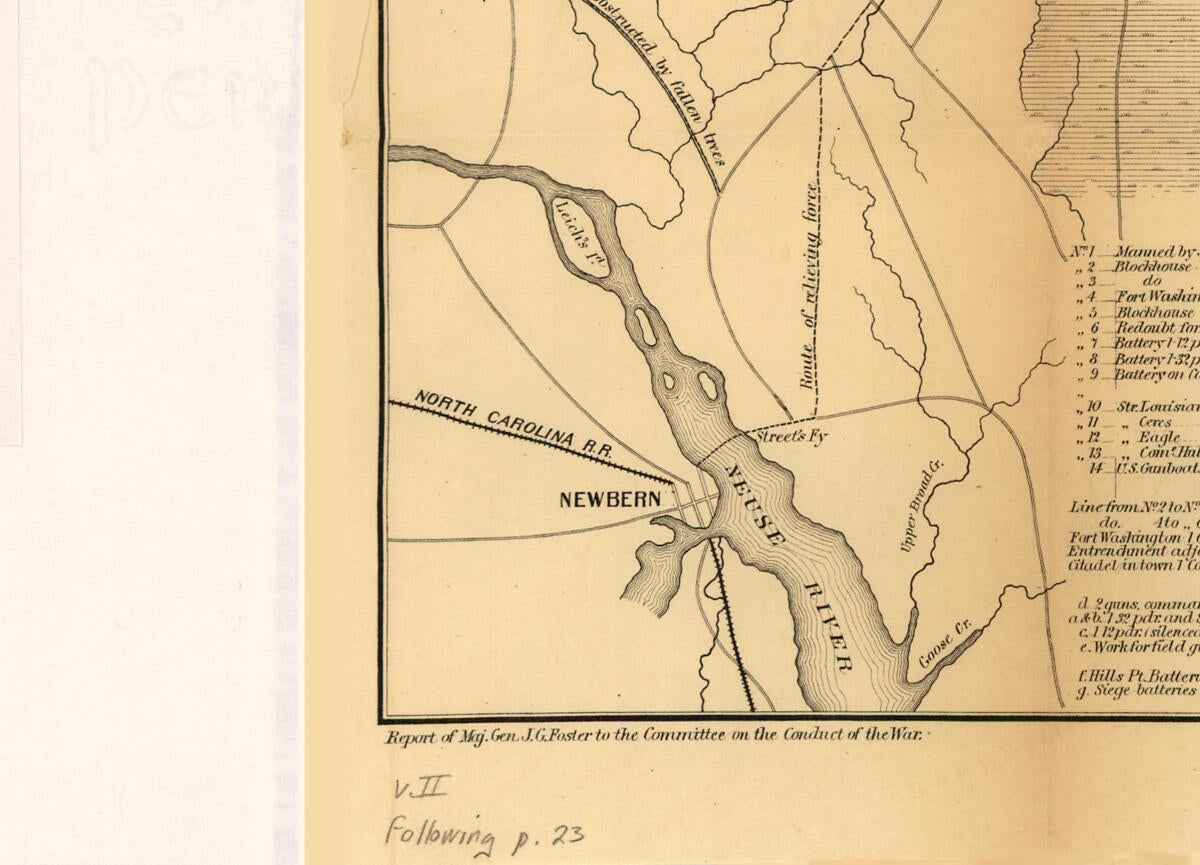 This old map of Sketch Showing the Position of the Attacking and Defending Forces at the Siege of Washington, N.C., March 29 to April 16, 1863 from 1866 was created by John G. (John Gray) Foster in 1866