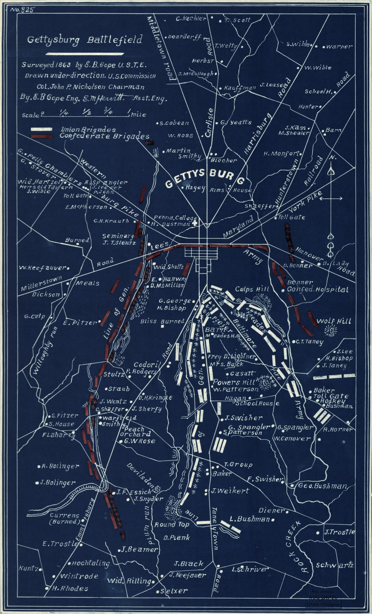 Gettysburg Battlefield 1863 by Relic Map Company