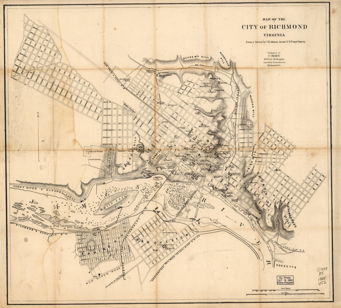 This old map of Map of the City of Richmond, Virginia from 1864 was created by United States Coast Survey in 1864