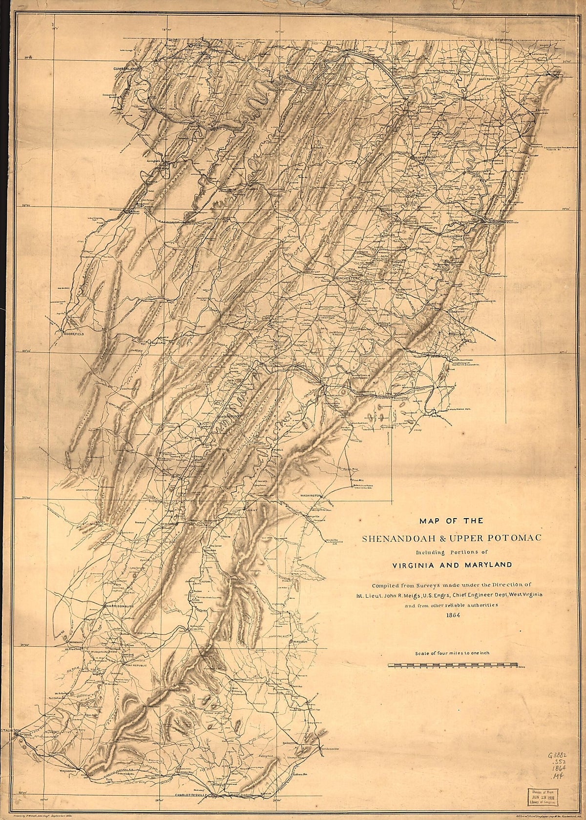 Map of the Shenandoah & Upper Potomac Including Portions of Virginia and Maryland 1864 by Relic Map Company