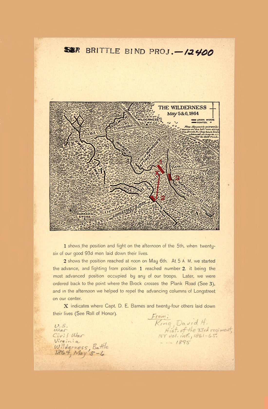 This old map of The Wilderness, May 5 & 6, 1864 from 1895 was created by A. Judson Gibbs, David H. King, Jay H. Northup in 1895