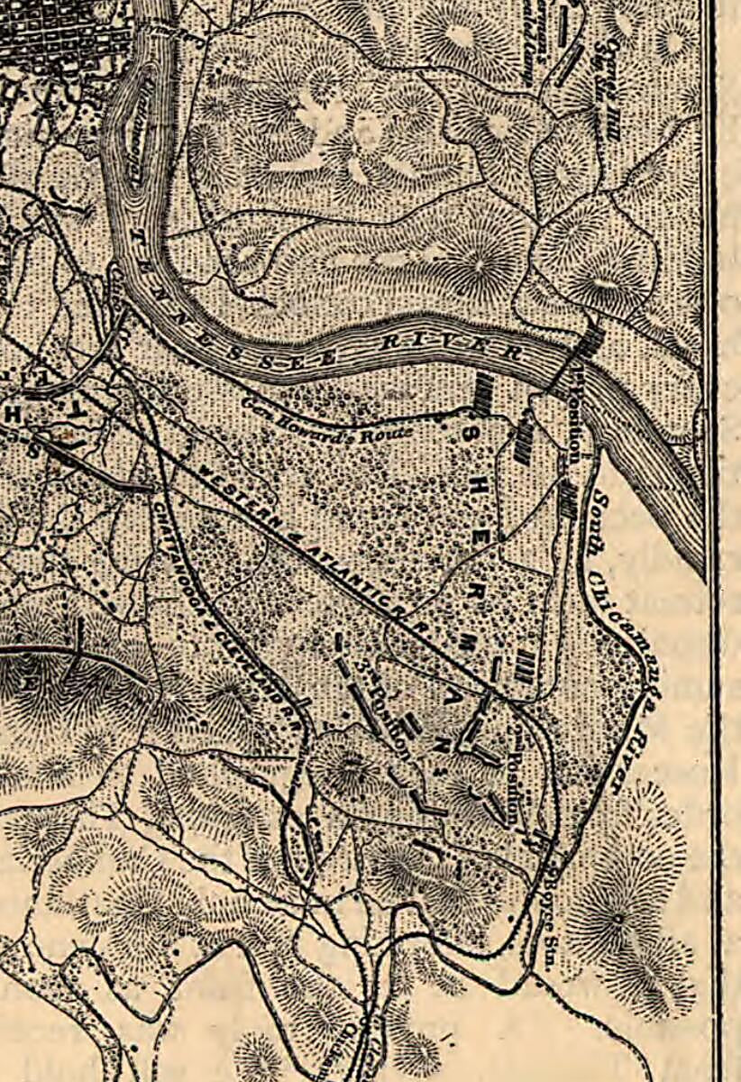 This old map of Battle of Chattanooga, Nov. 23, 24, 25, 1863 from 1885 was created by Adam Badeau in 1885
