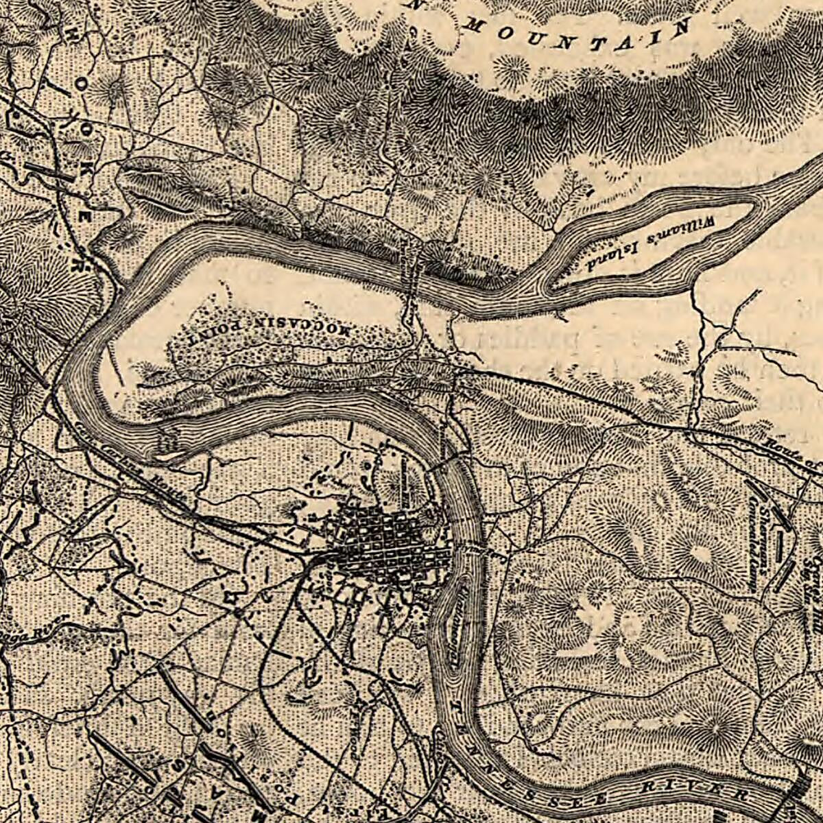 This old map of Battle of Chattanooga, Nov. 23, 24, 25, 1863 from 1885 was created by Adam Badeau in 1885