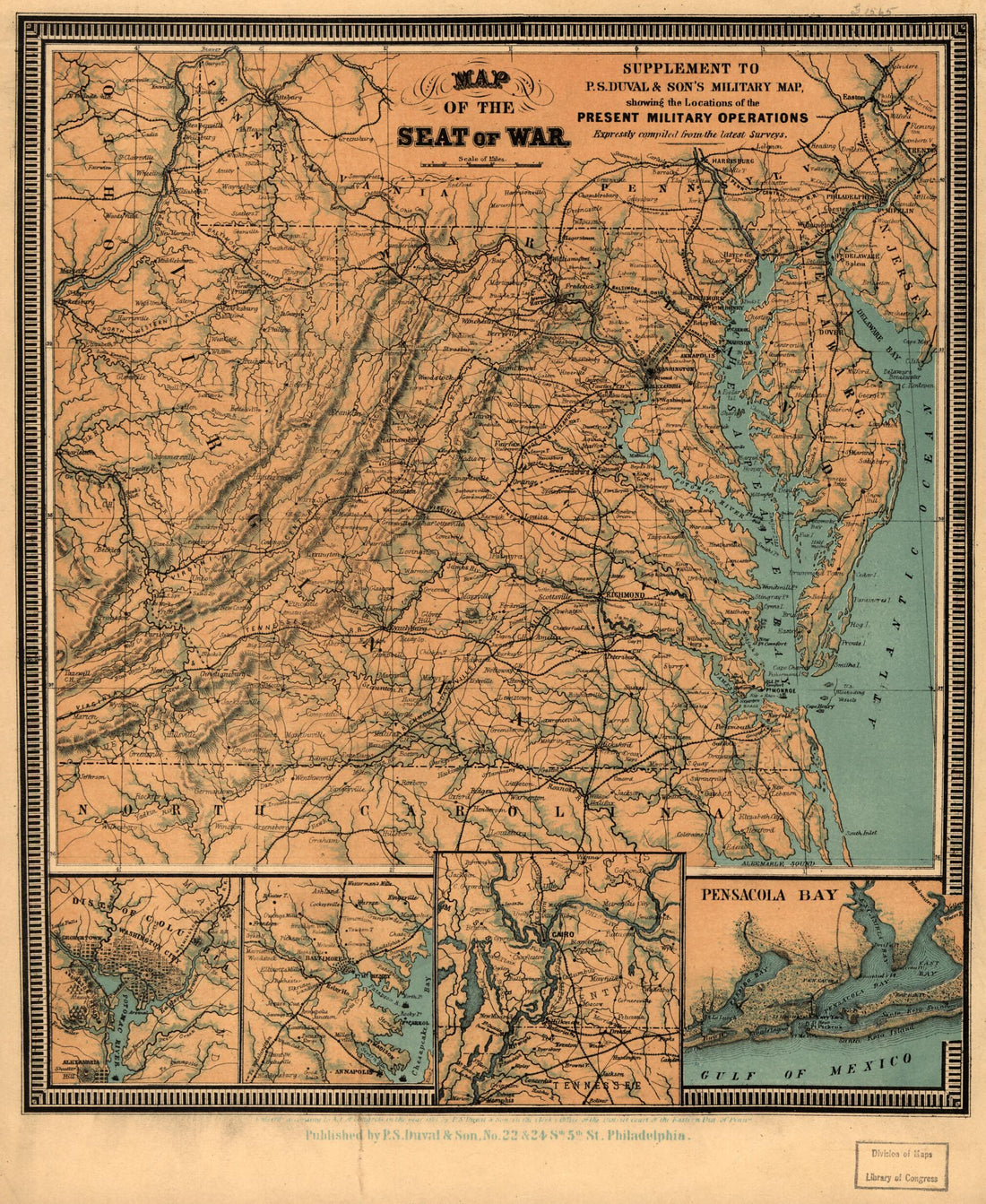 This old map of Map of the Seat of War. Supplement to P. S. Duval & Son&