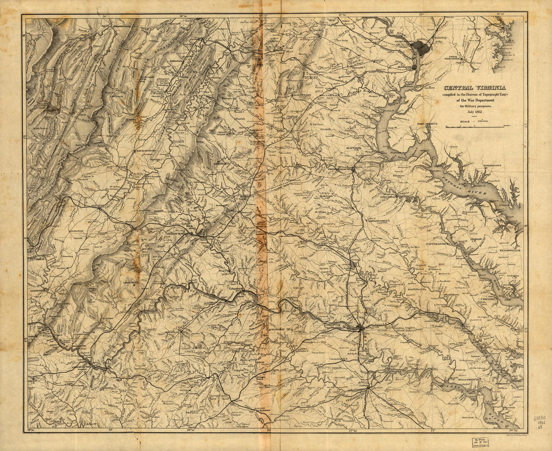 This old map of Central Virignia from 1862 was created by United States. Army. Corps of Topographical Engineers in 1862