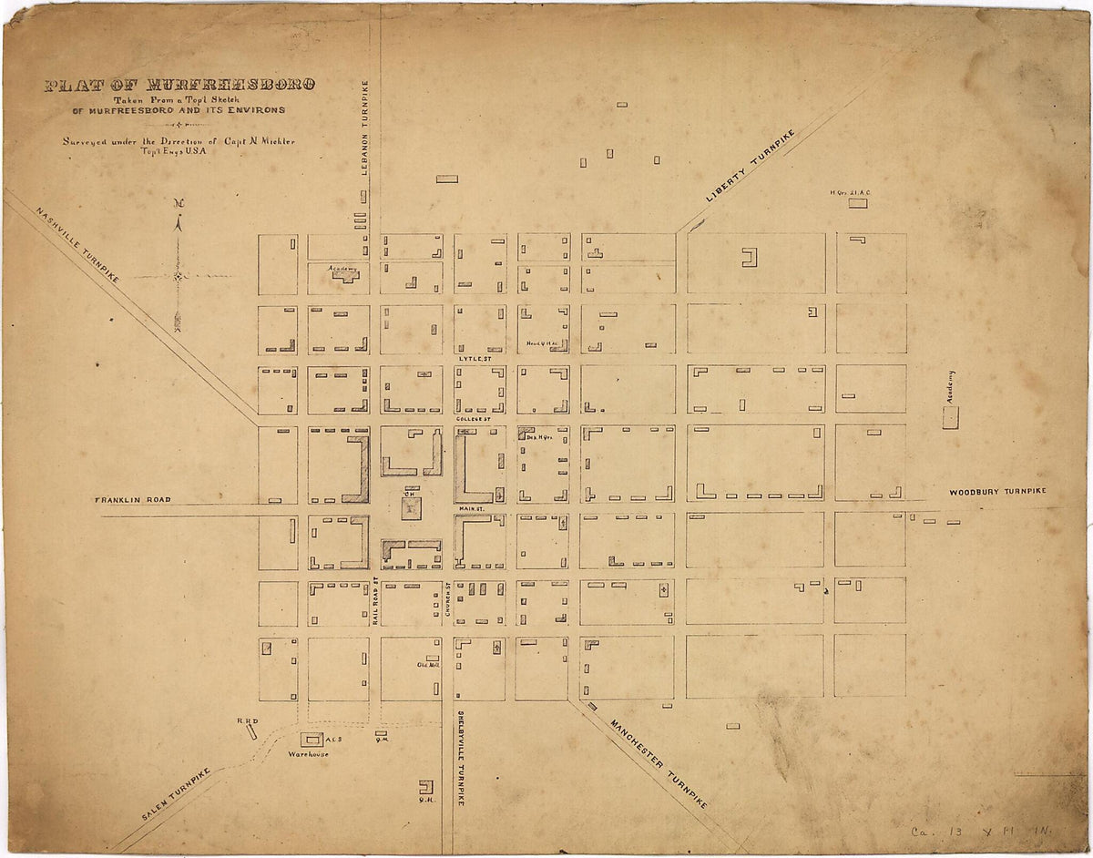 Plat of Murfreesboro. Taken from a Top&