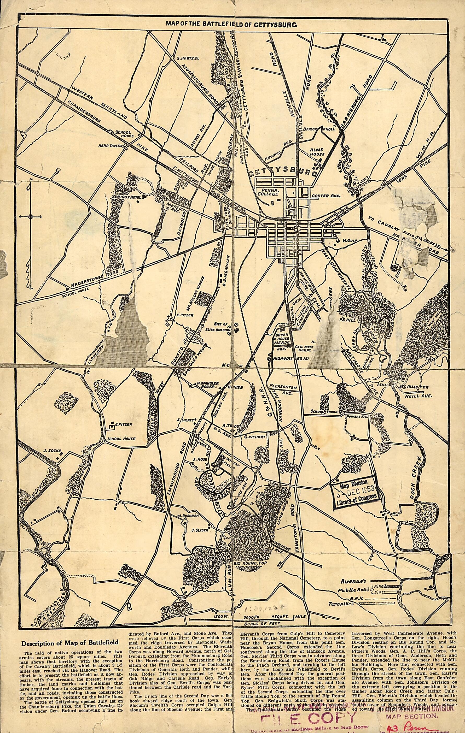 This old map of Map of the Battlefield of Gettysburg from 1900 was created by Wade (Jennie) Museum in 1900