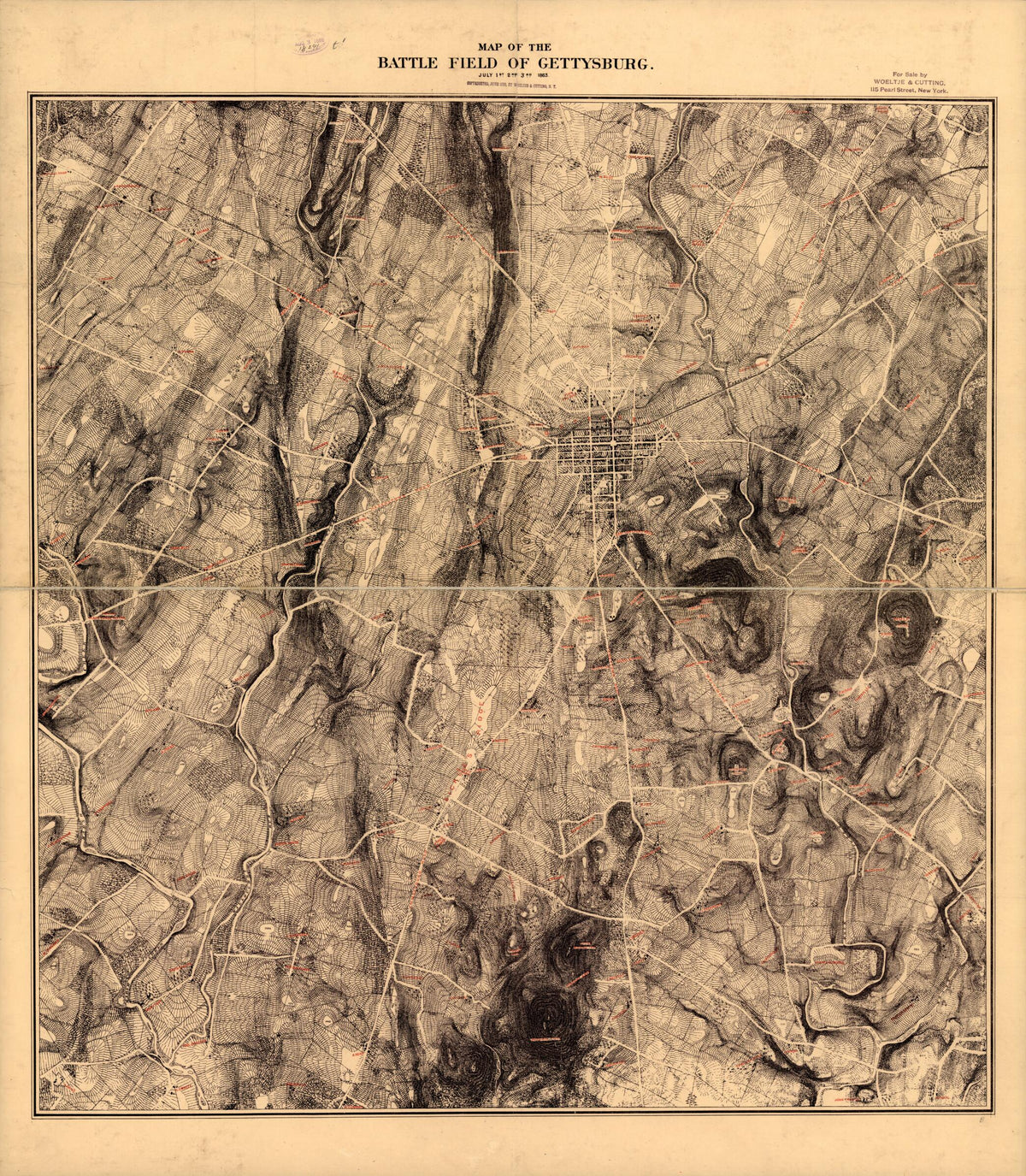 Map of the Battle Field of Gettysburg. July 1st, 2nd, 3rd, 1863 1888 by Relic Map Company