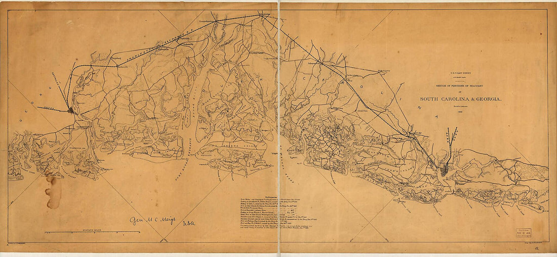 This old map of Sketch of Portions of Seacoast of South Carolina & Georgia from 1862 was created by A. Lindenkohl in 1862
