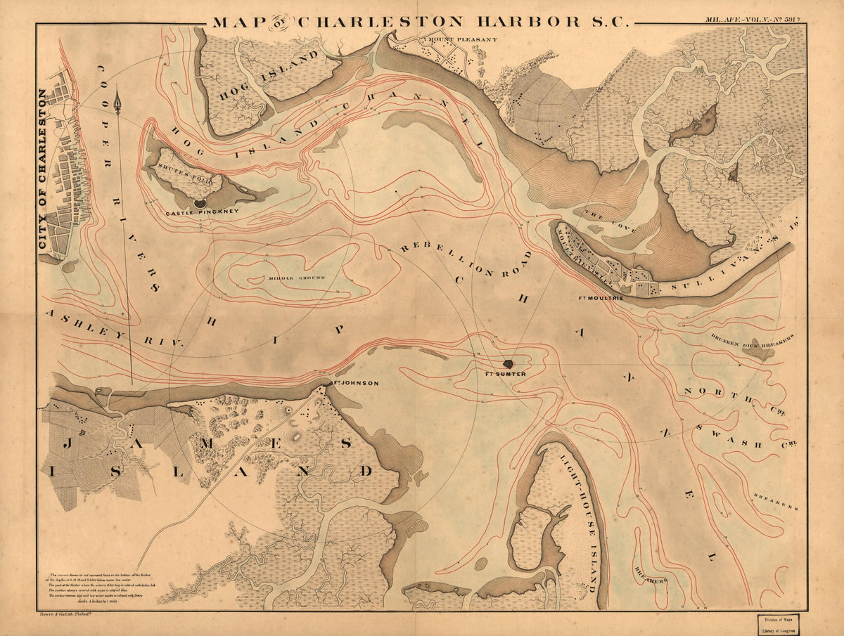 Map of Charleston Harbor, S.C 1860 by Relic Map Company