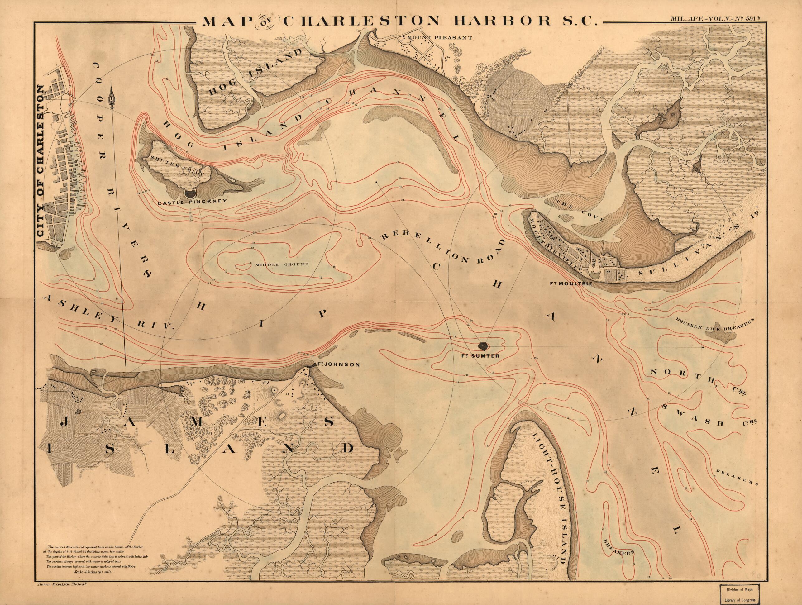 This old map of Map of Charleston Harbor, S.C from 1860 was created by Bowen & Co in 1860